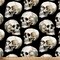 Painted Skulls Black Silky Premium Fleece Fabric | By the Yard